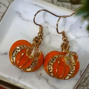 Handmade Golden Pumpkin Earrings